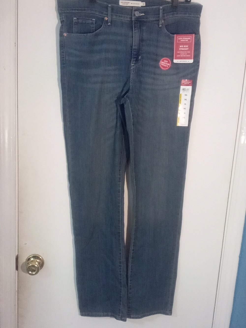 Levi's Mid Rise Straight Leg Jeans 14L 14 Long NWT Stretch Slimming